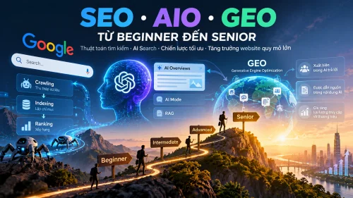 SEO, AIO và GEO từ Beginner đến Senior: thuật toán tìm kiếm, AI Search và chiến lược tăng trưởng website quy mô lớn